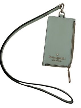 kate spade mint green leather lanyard wallet with strap